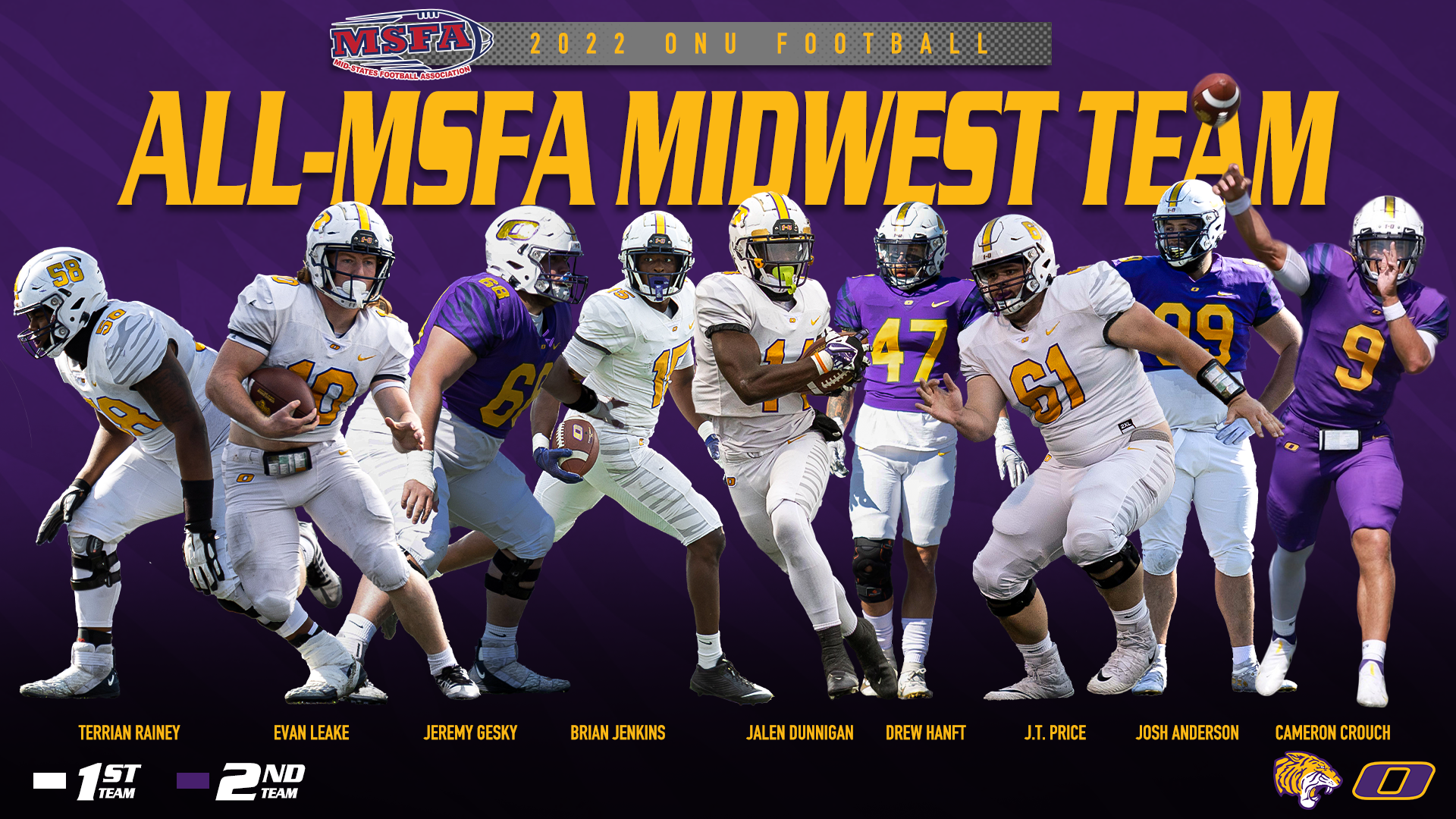 ONU RECOGNIZED IN MSFA POSTSEASON AWARDS, RAINEY NAMED OFFENSIVE LINEMAN OF THE YEAR