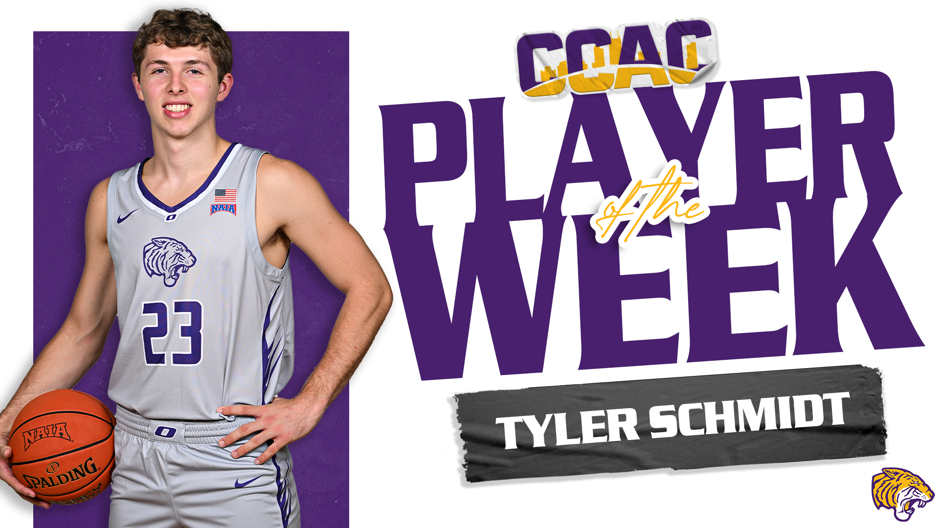 SCHMIDT CAPTURES FOURTH CCAC PLAYER OF THE WEEK AWARD