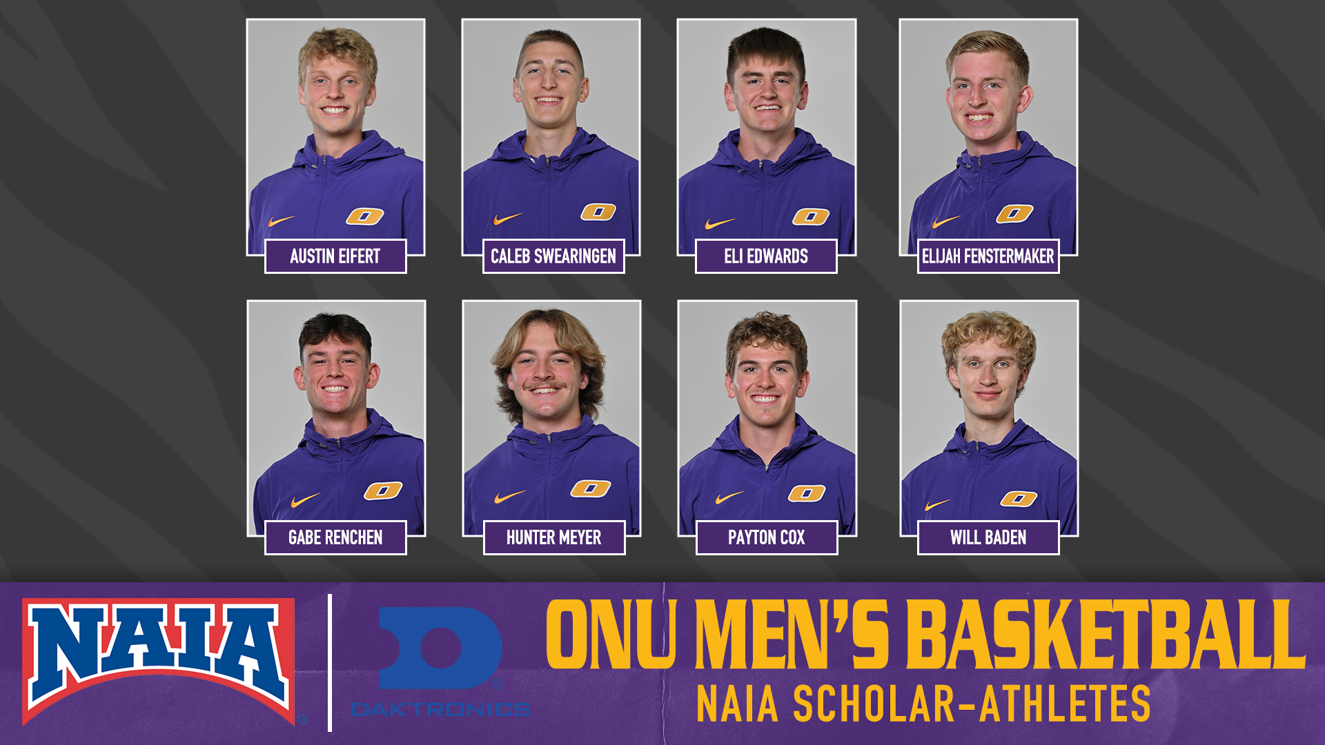EIGHT TIGERS NAMED NAIA SCHOLAR-ATHLETES FROM ONU MEN’S BASKETBALL