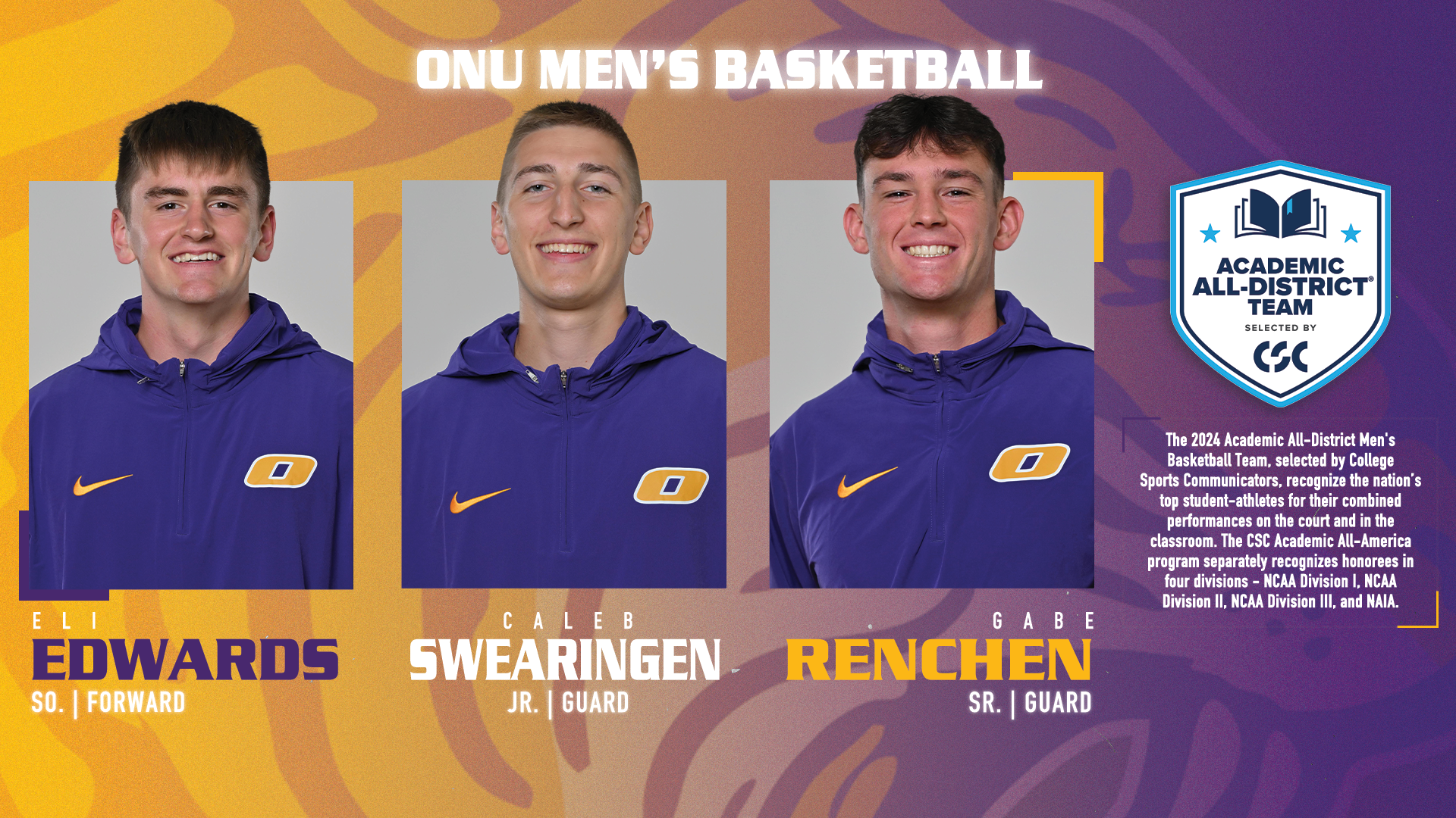 THREE TIGERS SELECTED TO CSC ACADEMIC ALL-DISTRICT TEAM