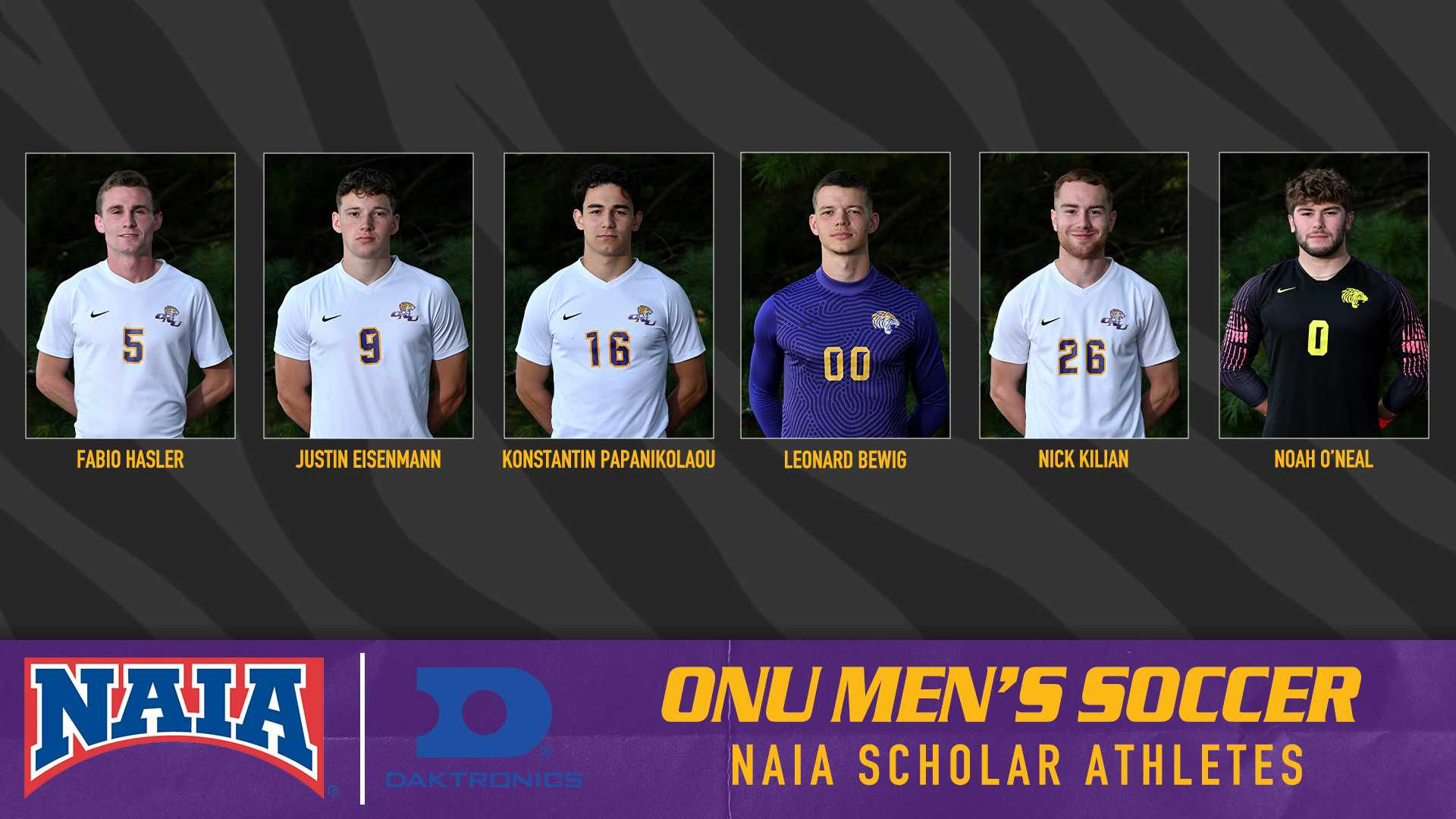 SIX TIGERS NAMED NAIA SCHOLAR-ATHLETES FROM ONU MEN'S SOCCER