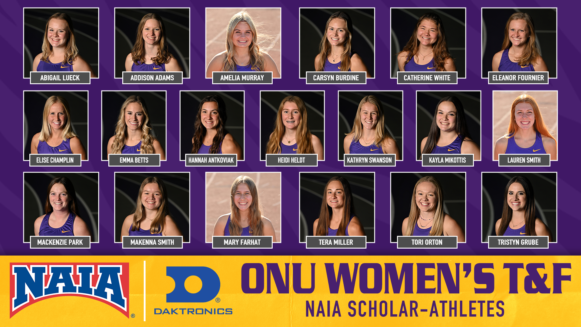 ONU WOMEN’S TRACK & FIELD NAMES 19 NAIA SCHOLAR-ATHLETES